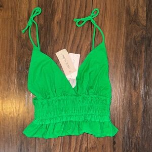 Green linen tank top